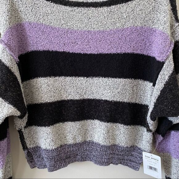 NWT-FREE People Candyland Black & Purple Sweater - Picture 7 of 11